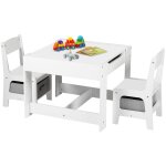 Ensemble table et chaises pour enfants, avec 2 bo�tes de rangement, table double face, plateau amovible, ...