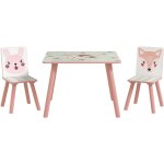Zonekiz - ensemble table et chaises enfant motif renards lapin - table carrée + 2 chaises - bois pin ... Zonekiz - ensemble table et chaises enfant motif renards lapin - table carrée + 2 chaises - bois pin ...