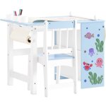 Sobuy - ensemble table et chaise pour enfants set de 2 pices avec autocollants diy bureau pour enfants ...