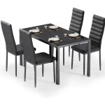 Ensemble table et chaises table  manger avec chaises 1 table en verre tremp 4 chaises en cuir pu dossier ...
