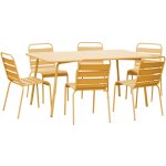 Ensemble table de jardin + 6 chaises en métal moutarde - baca Ensemble table de jardin + 6 chaises en métal moutarde - baca