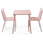 Ensemble table de jardin carr�e et 2 chaises rose poudr� - palavas