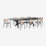 Ensemble de table de jardin rectangulaire extensible en aluminium (240 - 300x100 cm) karena et 8 chaises ...