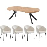 Vente - unique - ensemble table komoni + 4 chaises moroni - naturel et cr�me