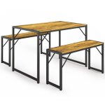 Bealife - ensemble table  manger et 2 bancs table de 110 x 70 x 75 cm 2 bancs de 97 x 30 x 50 cm cadre ...
