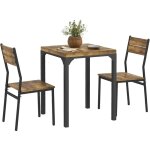 Ensemble table � manger avec 2 chaises encastrables, pour cuisine salon maison, rustique
