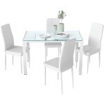 Ensemble table  manger et 4 chaises mtal alba blanc