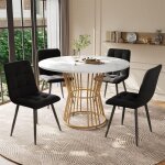 Ensemble table � manger 5 pi�ces, ensemble table et chaises avec 4 chaises en velours noir et 1 chaise ...