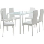 Vicco - ensemble de table  manger grand, blanc, 120x75cm avec 6 chaises