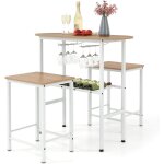 Ensemble de table � manger ovale et 2 tabourets avec porte - bouteilles, porte - verres � vin, repose ...