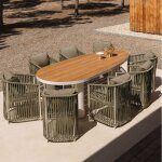 Ensemble de table ovale taneli, 260x110 cm, en aluminium et bois de teck, et 8 chaises de jardin sophie, ...