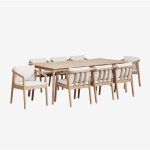 Ensemble table rectangulaire 220x100 cm et 8 chaises de salle à manger en bois d'acacia kaela sklum Ensemble table rectangulaire 220x100 cm et 8 chaises de salle à manger en bois d'acacia kaela sklum