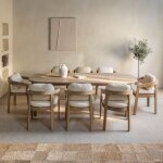 Set de table rectangulaire 240x100 cm en bois d'acacia et 8 chaises de salle à manger en bois d'acacia ... Set de table rectangulaire 240x100 cm en bois d'acacia et 8 chaises de salle à manger en bois d'acacia ...