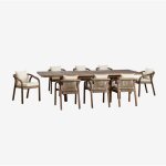 Ensemble table rectangulaire extensible 200 - 260 - 320x100 cm et 8 chaises de salle à manger avec accoudoirs ... Ensemble table rectangulaire extensible 200 - 260 - 320x100 cm et 8 chaises de salle à manger avec accoudoirs ...