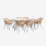 Sklum - ensemble table rectangulaire en osier synthétique leribert (180x90 cm) et 6 chaises de jardin ... Sklum - ensemble table rectangulaire en osier synthétique leribert (180x90 cm) et 6 chaises de jardin ...