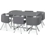Ensemble table de repas avec 6 chaises design madrid gris
