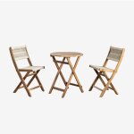 Sklum - ensemble table ronde �60 cm et 2 chaises de jardin pliantes en bois d'acacia delawer classic ...