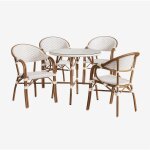 Ensemble de bistrot brielle composé d'une table ronde de 80 cm et de 4 chaises de jardin empilables en ... Ensemble de bistrot brielle composé d'une table ronde de 80 cm et de 4 chaises de jardin empilables en ...