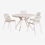 Sklum - ensemble table ronde en aluminium valrie (100 cm) et 4 chaises de jardin maeba tapioca beige ...