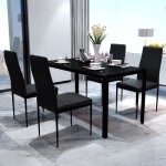 Ensemble de table pour salle � manger cinq pi�ces noir cfw63926