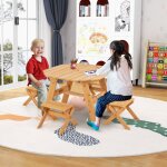 Ensemble de table et tabourets pour enfants de 3 ans et plus table de pique - nique en bois parasol pliable ... Ensemble de table et tabourets pour enfants de 3 ans et plus table de pique - nique en bois parasol pliable ...