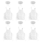 Ensemble tablier et toque de chef 12 pices, ajustable pour enfants avec poches (blanc, convient aux ...