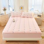 Ensemble de trois pices de drap - housse matelass en coton lav teint en fil de coton brod, protge ...