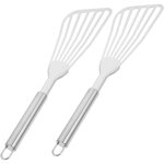 Ensemble d'ustensiles de cuisine  spatules fendues en acier inoxydable 2 pices, adapt  la cuisson, ...