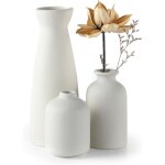 Ensemble de 3 vases en c�ramique blanche ? d�coration boh�me minimaliste ? dimensions : 21cm h x 7cm ...