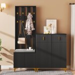 Modernluxe - ensemble vestiaire - avec crochets?banc  chaussures et un casier - noir