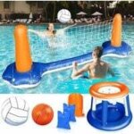 Ensemble de volley - ball gonflable - volleyball gonflable piscine toy avec basket - ball hoop volley ...