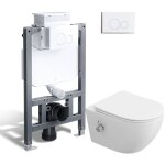 Ensemble wc douche complet - 82 cm b�ti - support wc � r�servoir encastr� + wc douche sans bride + plaque ...