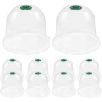 Lot de 12 cloches de jardin en plastique, 19 x 16 cm, avec 24 piquets de fixation.