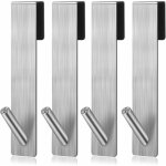 Lot de 4 crochets de porte en acier inoxydable crochets de douche sans perage porte - serviettes porte ...