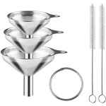 Entonnoir en acier inoxydable, 3 pi�ces entonnoir cuisine, petit entonnoir avec brosse de nettoyage et ...