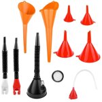 Entonnoir carburant en plastique � long goulot, entonoir huile essence, entonnoirs de voiture, avec filtre ...
