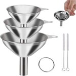 Entonnoir de cuisine lot de 3 entonnoirs en acier inoxydable avec poign�e et brosse de nettoyage, petit ...