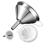 Entonnoir de cuisine en acier inoxydable 304 5, 1 pouces avec filtre alimentaire 200 mailles pour transfrer ...
