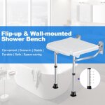 Eosnow - banc de douche rabattable, siège de bain mural rabattable, avec pieds antidérapants, trous de ... Eosnow - banc de douche rabattable, siège de bain mural rabattable, avec pieds antidérapants, trous de ...