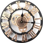 Eosnow horloge murale 3d rustique faite � la main, �quipement en bois, d�cor vintage pour salon / bureau ...