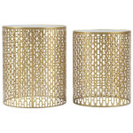 Epikasa - table basse mf540, m�tal, mdf, verre, or, 41x41x50 cm