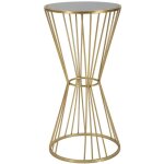 Epikasa - table  manger mf590, mtal, mdf, verre, or, 40x40x80 cm