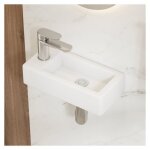Eridanus - lavabo de salle de bain suspendu au mur avec trou de robinet en c�ramique blanc - 37 x 18, ...
