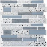 Ersandy - 10 pièces, carrelage adhésif mural, crédence de cuisine en vinyle, sticker muraux marbre, bleu, ... Ersandy - 10 pièces, carrelage adhésif mural, crédence de cuisine en vinyle, sticker muraux marbre, bleu, ...