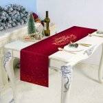 Chemin de table de nol, longue nappe de dner de noel oxford rouge impermable et chemins de table 180 ...