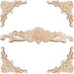 Ersandy - moulure decorative bois 5 pices sculpture bois moulure dcorative bois applique moulure rosace ...