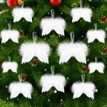 Ersandy - plume blanche dcorations de nol, 12 pices ailes en plumes d'ange, blanc ange plumes  suspendre ...