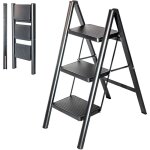 Escabeau 3 marches foldpact3, marche pied pliable, design ultra - compact, marches larges 17, 5 cm, acier, ...