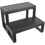 Escalier antid�rapant noir � 2 marches, �chelle de piscine, escalier d'entr�e, pour spa, jacuzzi, terrasse, ...