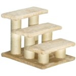 Escalier pour chien et chat ag� arthritique hauteur de marche 11cm avec rampe en doudou couleur cr�me ...